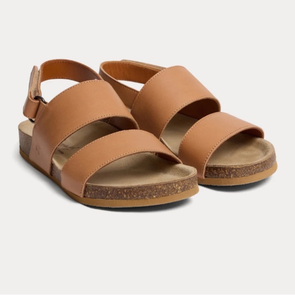 Korks Yanidel Leather Slingback Sandal Platform Slip On Wedge Tan Comfort Shoe 7